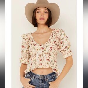 Free People Favorite Girl Floral Ruffle Coquette Top
Size Large